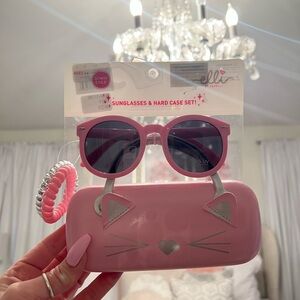 Elli Pink Sunglasses & Hard Case Set with hair ties